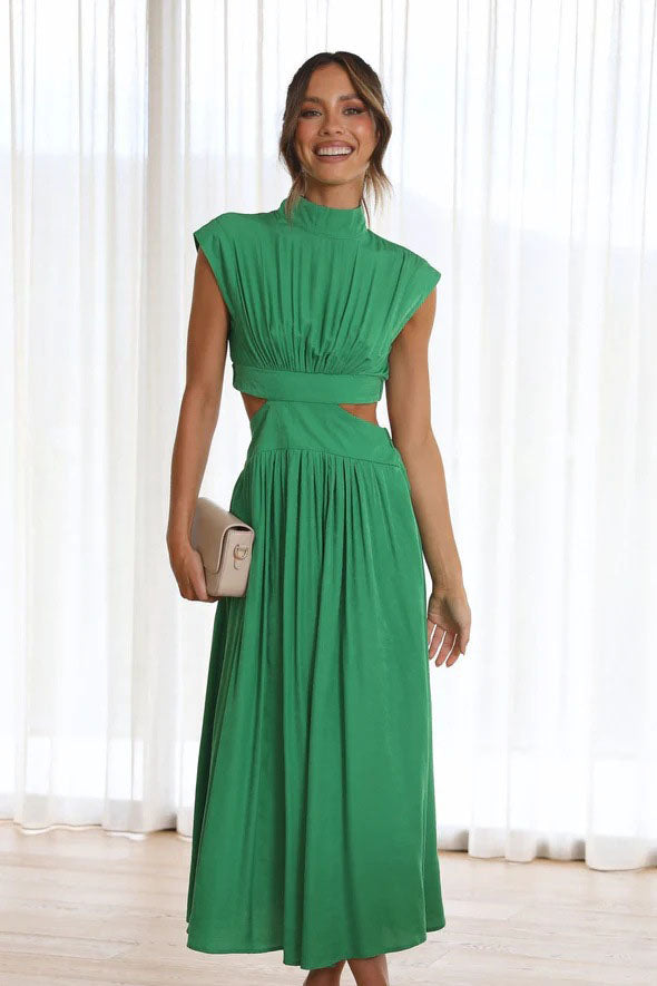 Prestige Mode™ | Robe Midi de Vacances avec Taille Découpée et Poches