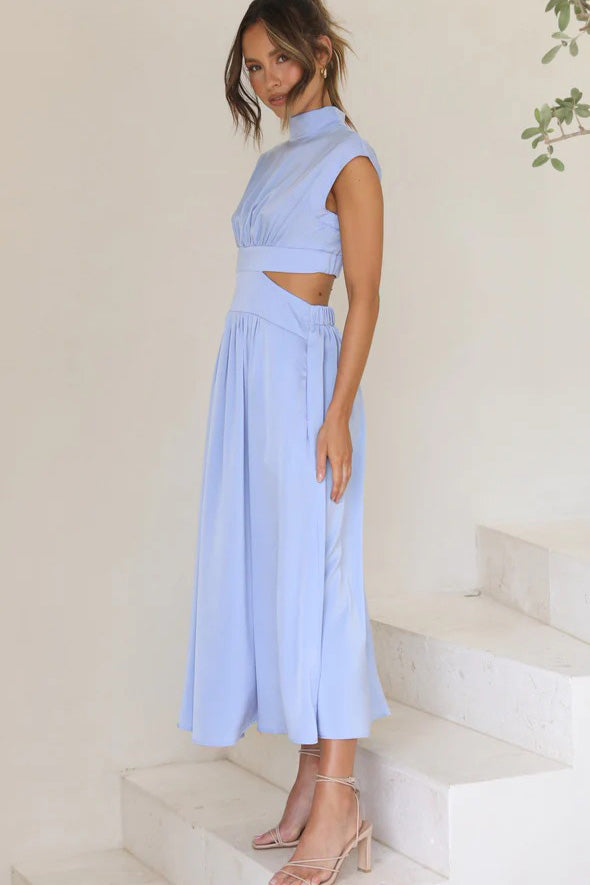 Prestige Mode™ | Robe Midi de Vacances avec Taille Découpée et Poches