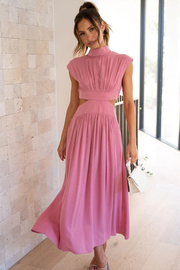 Prestige Mode™ | Robe Midi de Vacances avec Taille Découpée et Poches