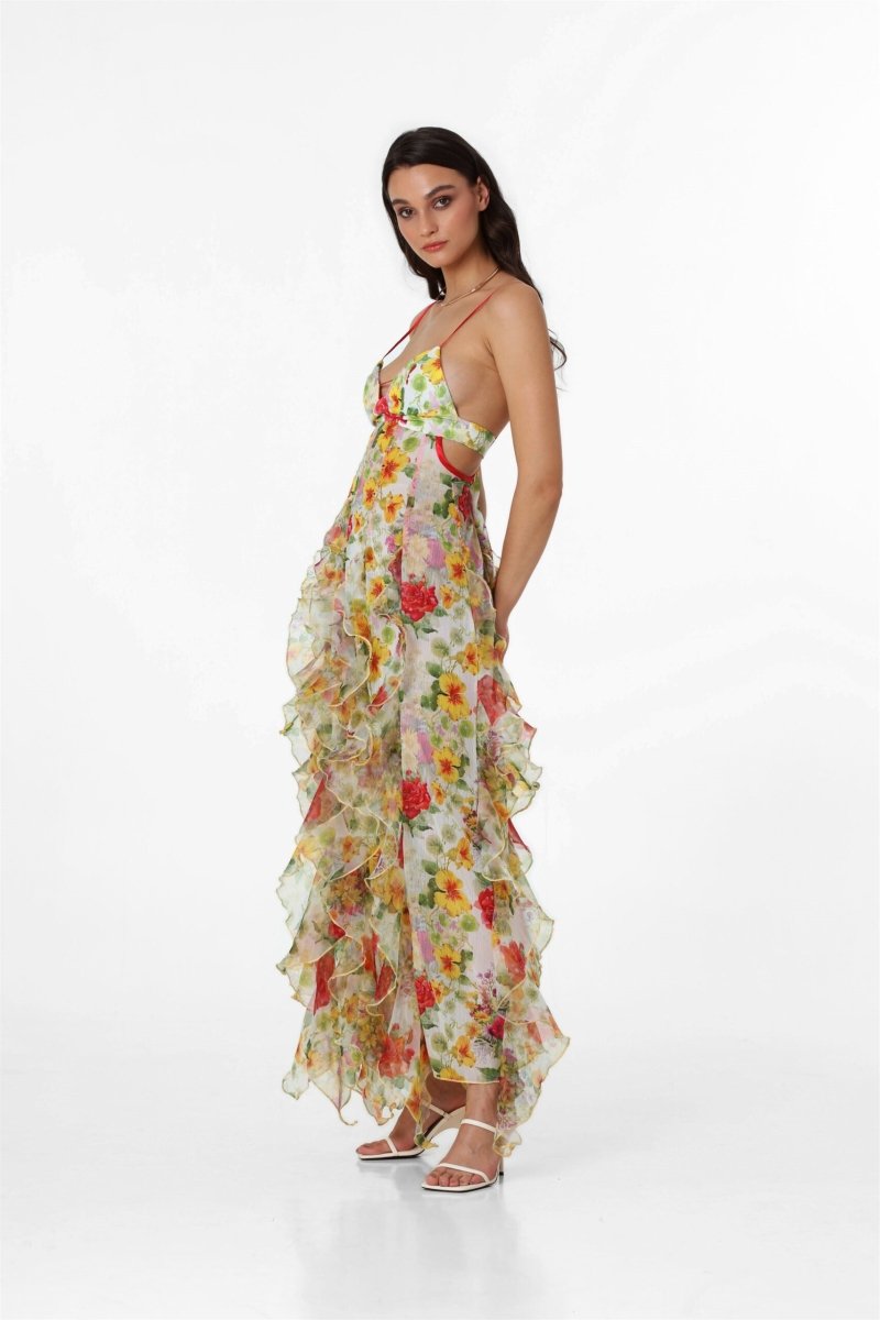 Prestige Mode™ | Robe Maxi Transparente à Volants Alexia