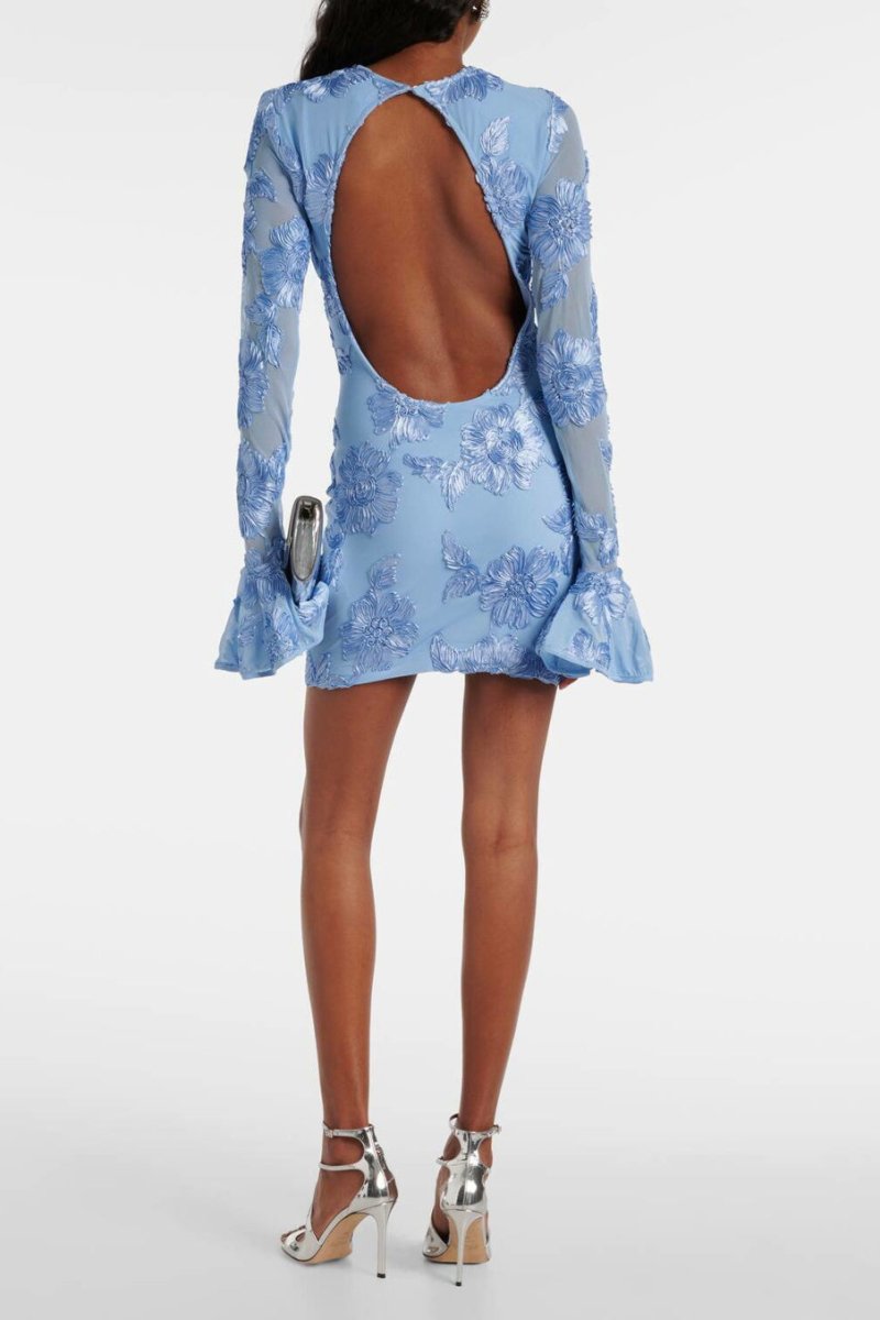 Prestige Mode™ | Robe Mini Dos Nu en Maille Brodée Aurora