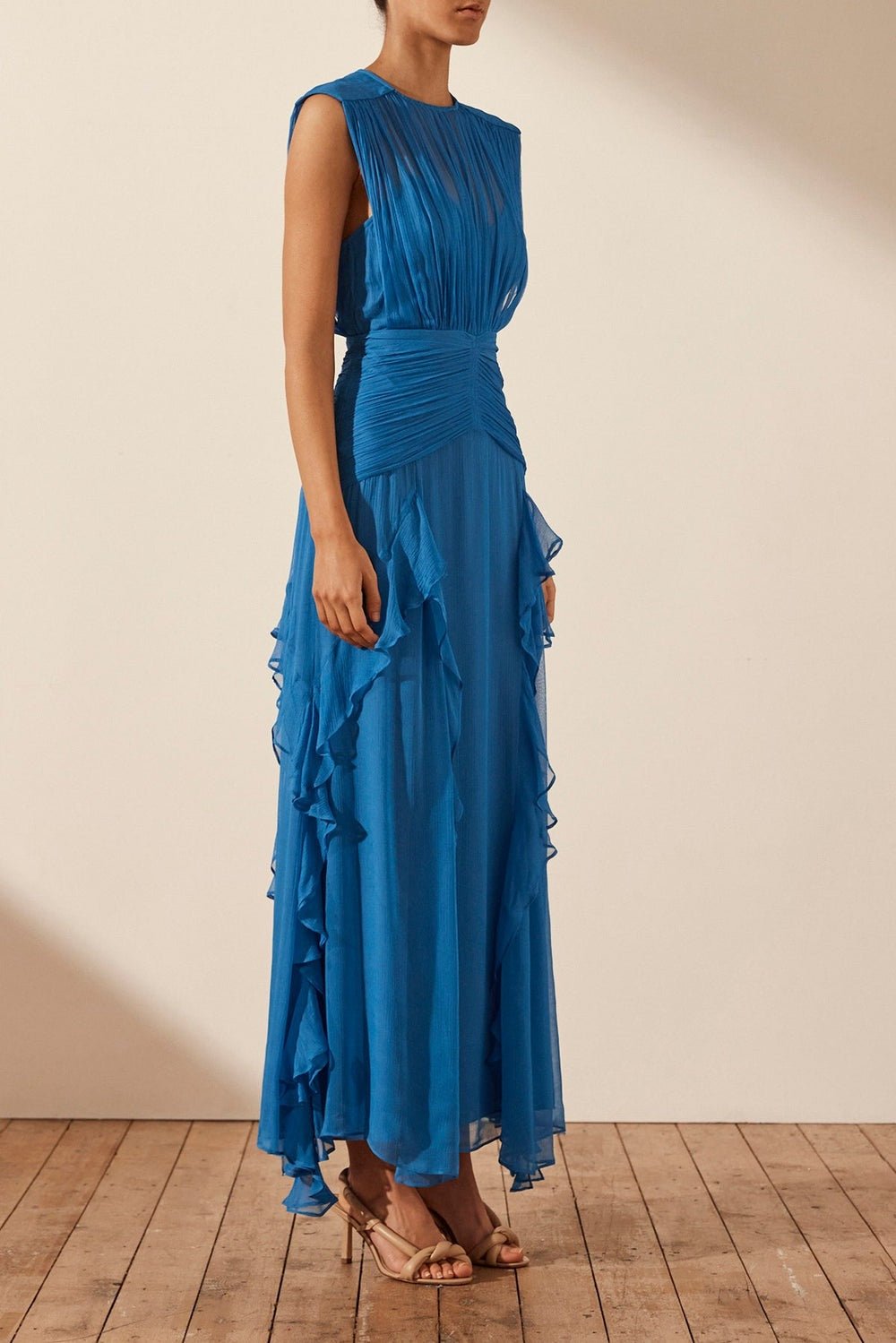 Prestige Mode™ | Robe Maxi à Col Rond Plissée Eileen