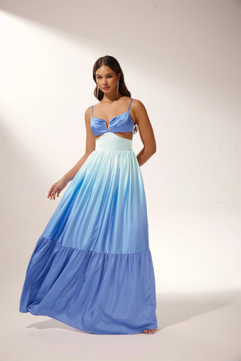 Prestige Mode™ | Robe Maxi à Découpe Ethel en Dégradé