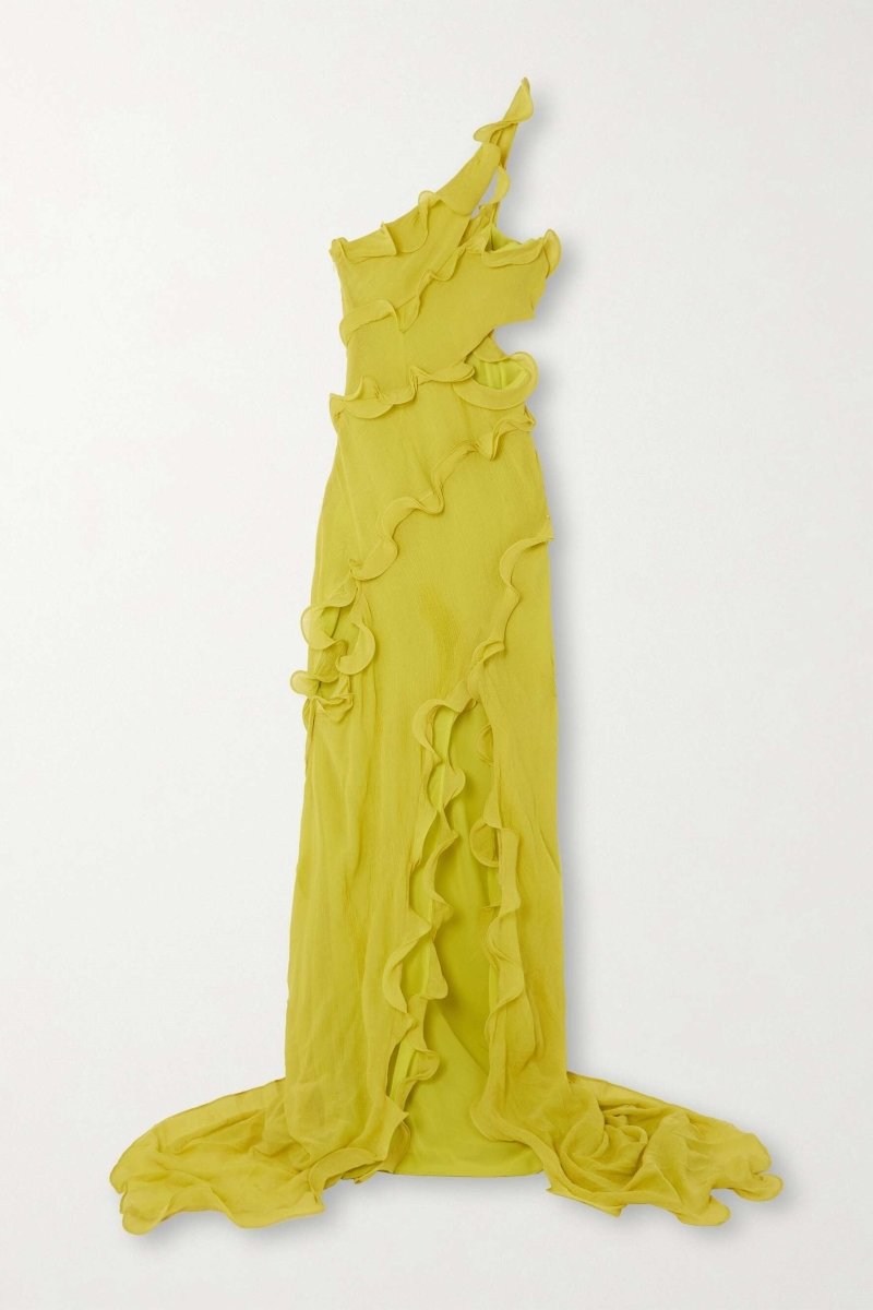 Prestige Mode™ | Robe Maxi Chiffon à Volants Une Épaule Gloria