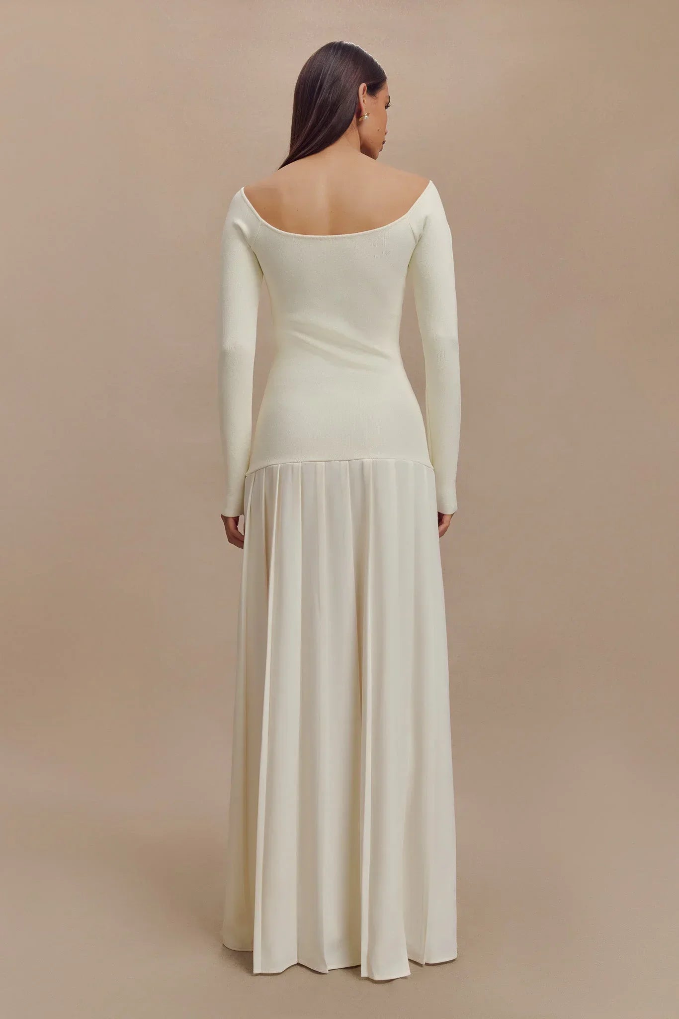 Prestige Mode™ | Robe Maxi Tricotée Off Shoulder - Ivoire