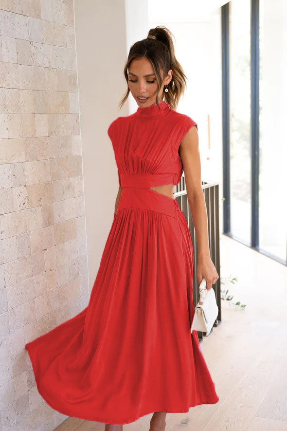 Prestige Mode™ | Robe Midi de Vacances avec Taille Découpée et Poches