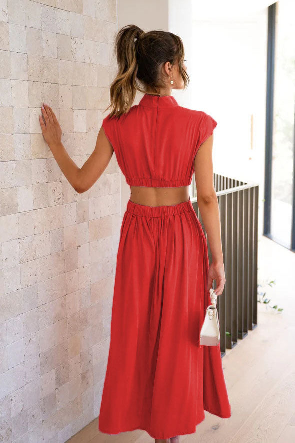 Prestige Mode™ | Robe Midi de Vacances avec Taille Découpée et Poches