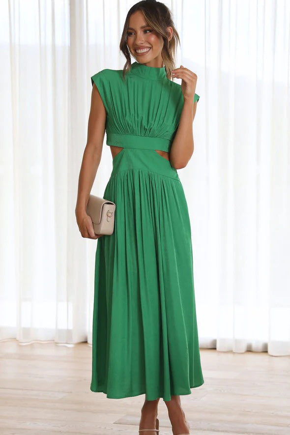 Prestige Mode™ | Robe Midi de Vacances avec Taille Découpée et Poches