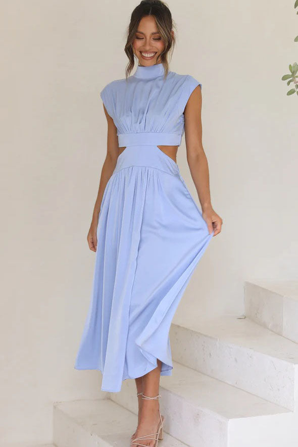 Prestige Mode™ | Robe Midi de Vacances avec Taille Découpée et Poches