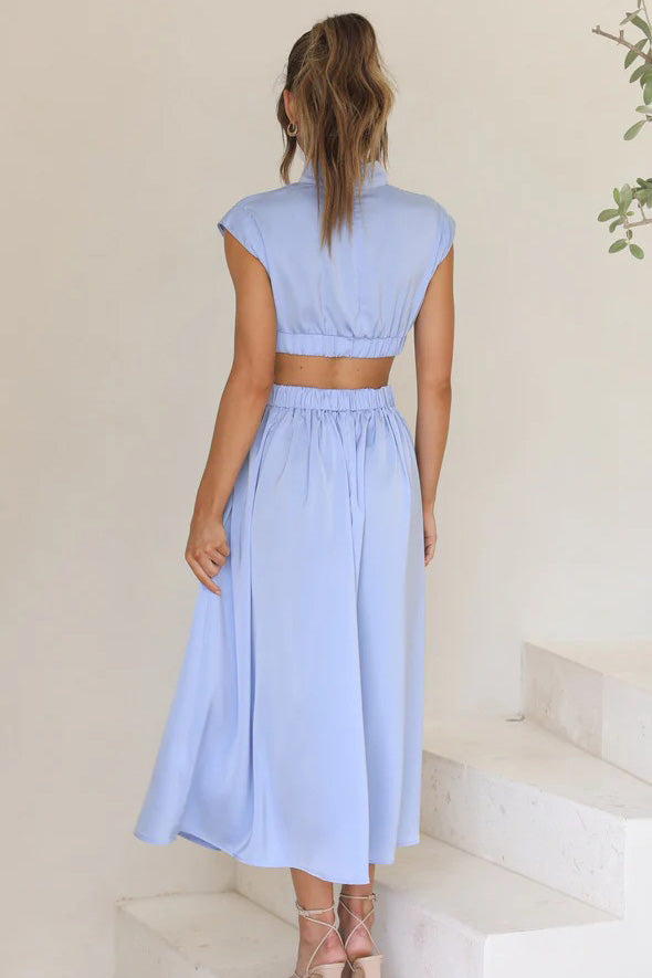 Prestige Mode™ | Robe Midi de Vacances avec Taille Découpée et Poches
