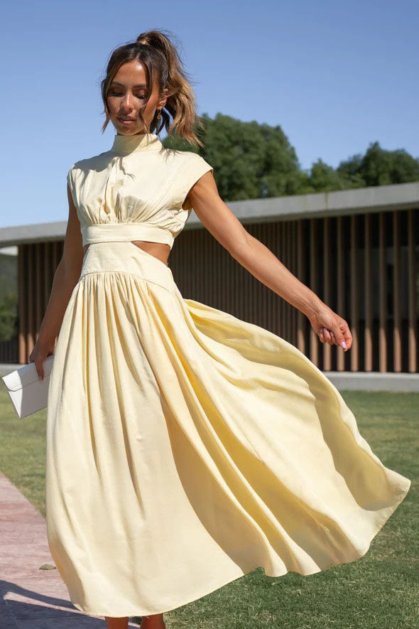 Prestige Mode™ | Robe Midi de Vacances avec Taille Découpée et Poches