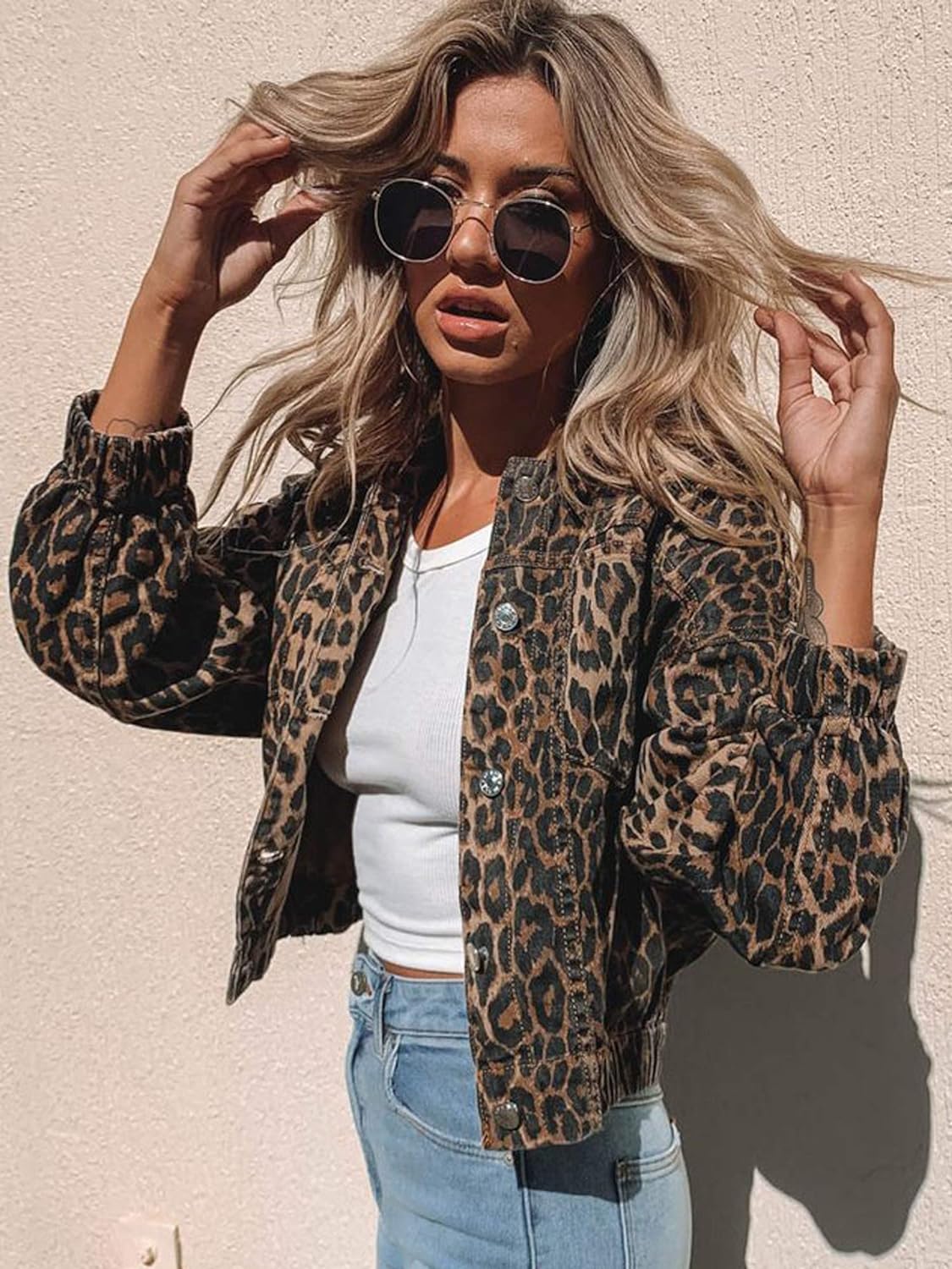 Prestige Mode™ | Veste en Jean Bomber Léopard