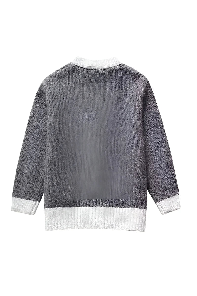 Prestige Mode™ | Cardigan Fin Tricoté Avec Détails Contrastés