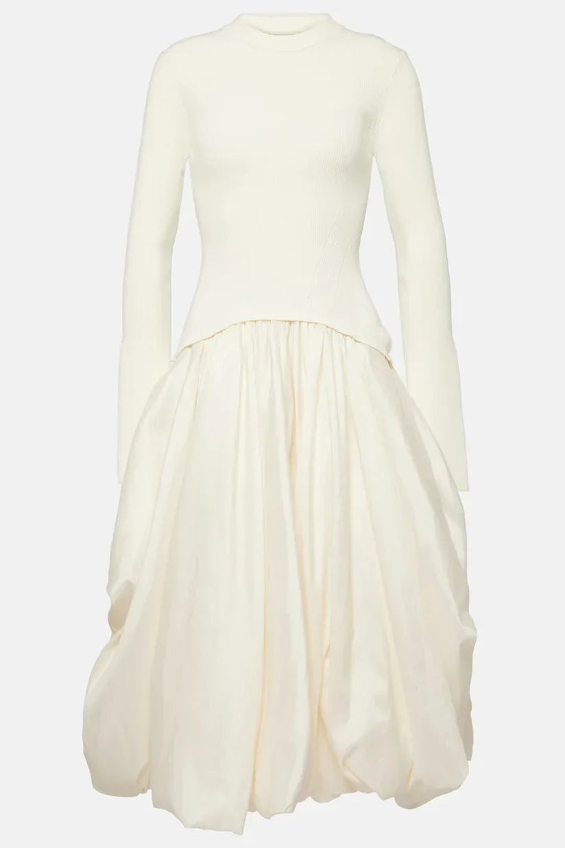 Prestige Mode™ | Robe Midi à Jupe Bouffante en Mixed-Media Kenlie