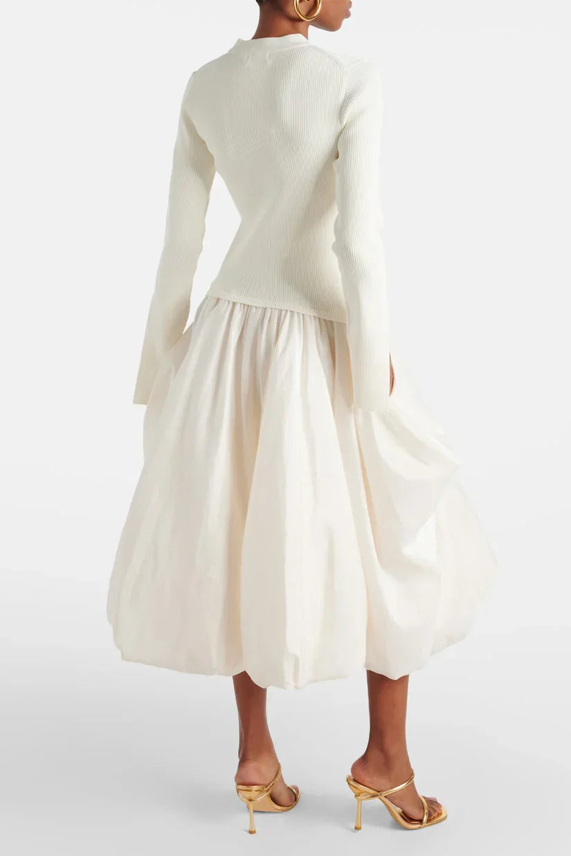 Prestige Mode™ | Robe Midi à Jupe Bouffante en Mixed-Media Kenlie