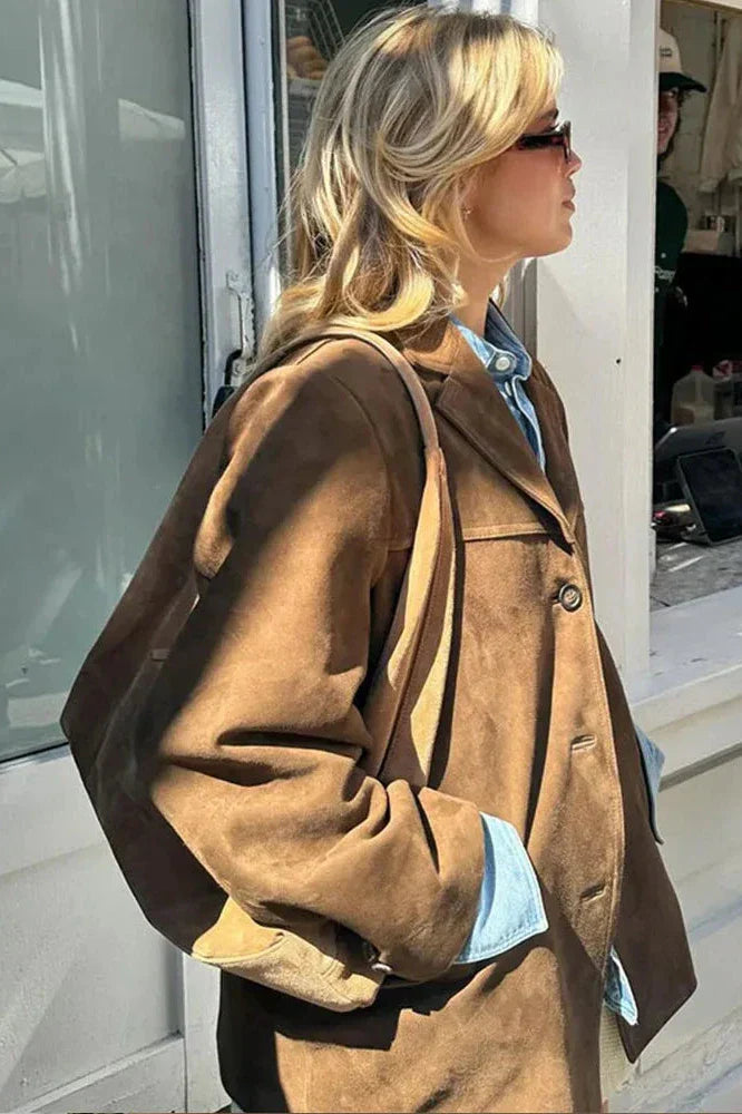 Prestige Mode™ | Blazer en Cuir Suédé