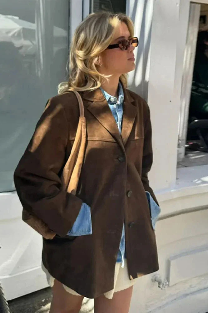 Prestige Mode™ | Blazer en Cuir Suédé