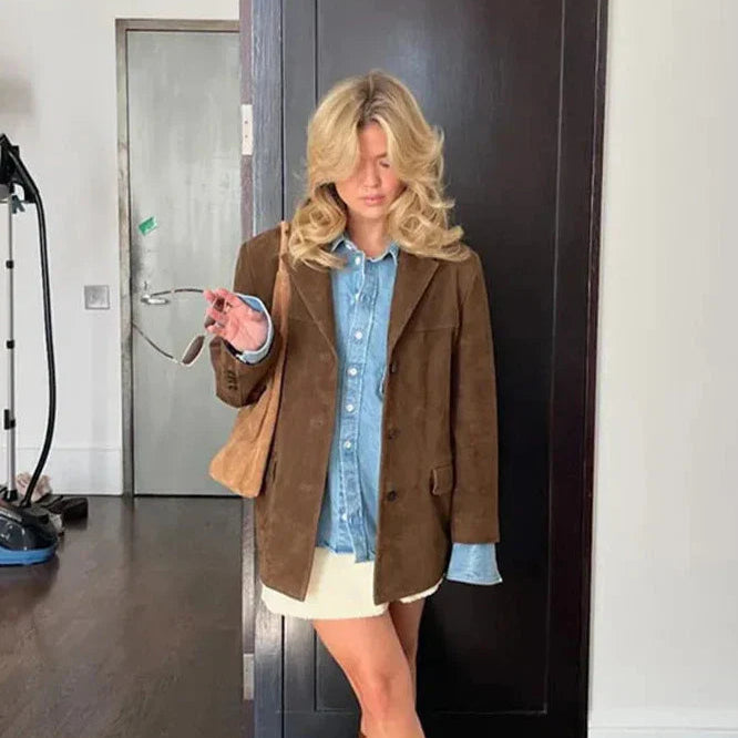 Prestige Mode™ | Blazer en Cuir Suédé