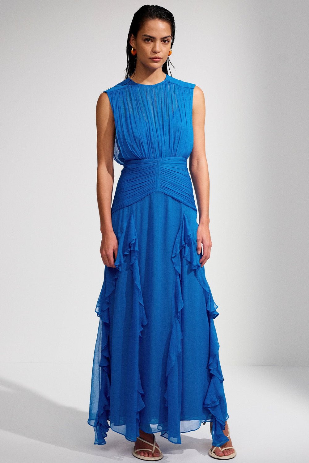 Prestige Mode™ | Robe Maxi à Col Rond Plissée Eileen