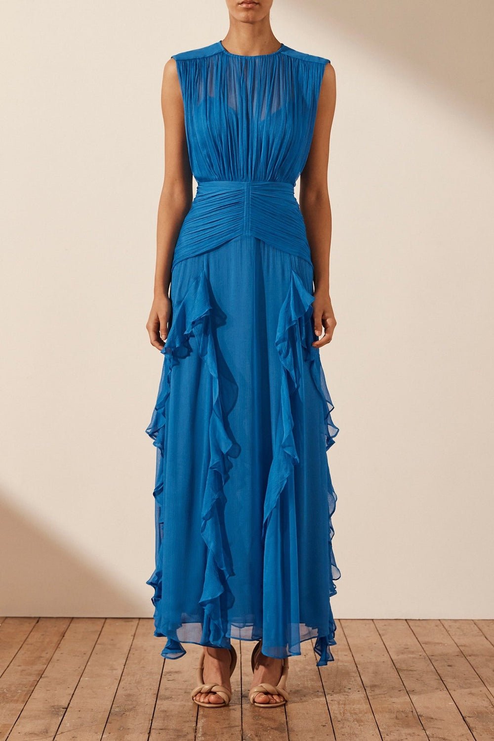 Prestige Mode™ | Robe Maxi à Col Rond Plissée Eileen