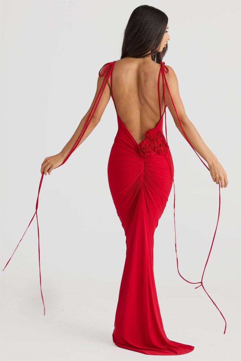 Prestige Mode™ | Robe Maxi Fleurie Elma à Dos Ouvert