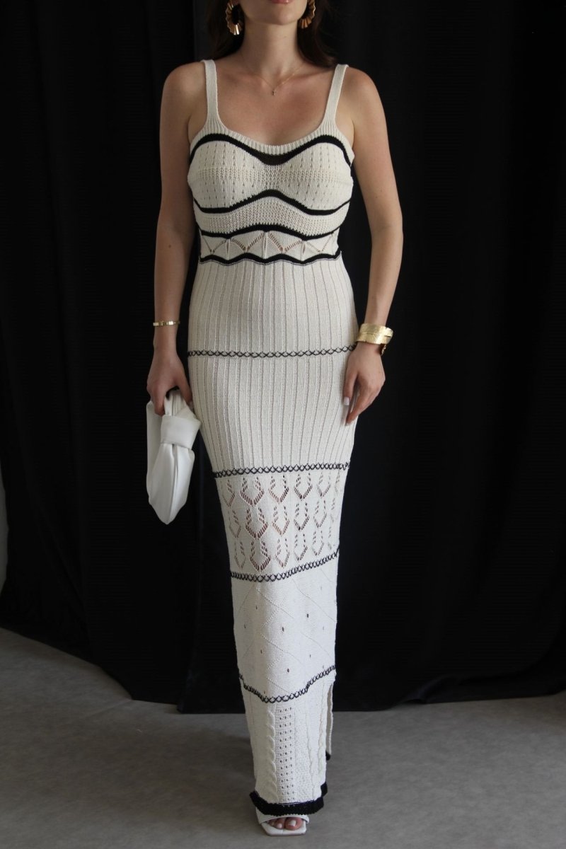 Prestige Mode™ | Robe Maxi Tricotée à Découpes et Fente Esther