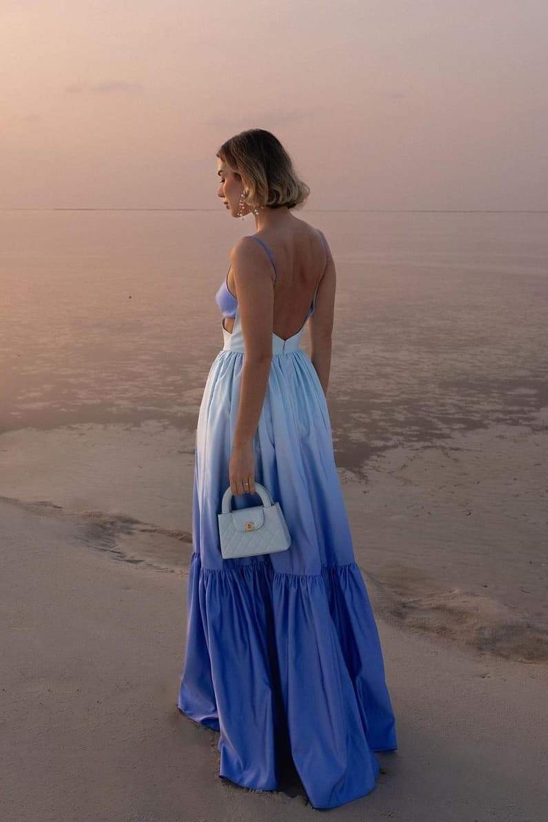 Prestige Mode™ | Robe Maxi à Découpe Ethel en Dégradé