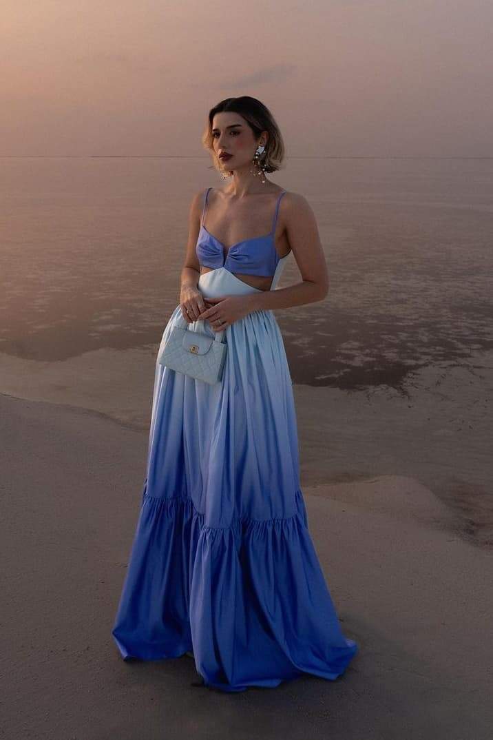 Prestige Mode™ | Robe Maxi à Découpe Ethel en Dégradé