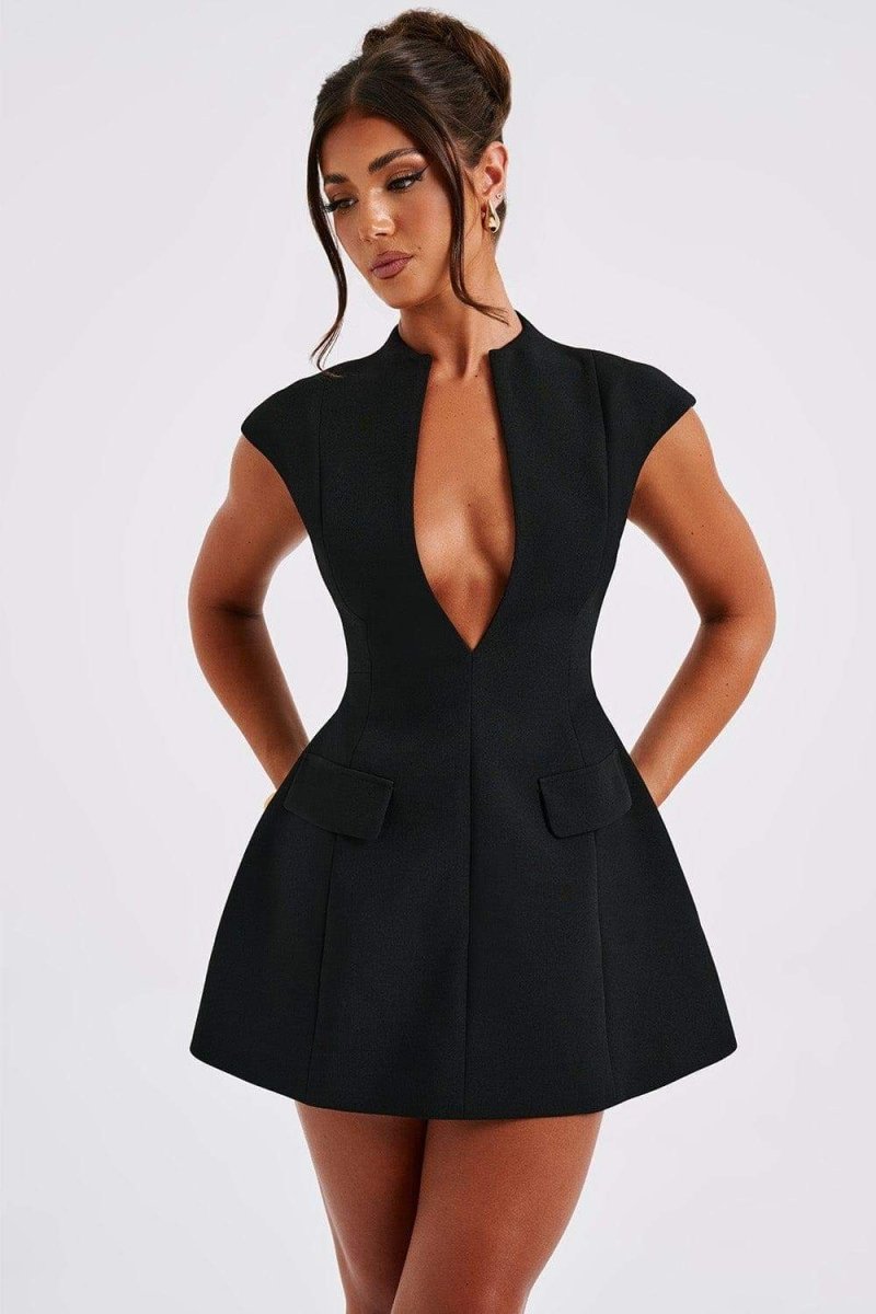 Prestige Mode™ | Robe Mini Plissée à Manches Courtes Evelyn