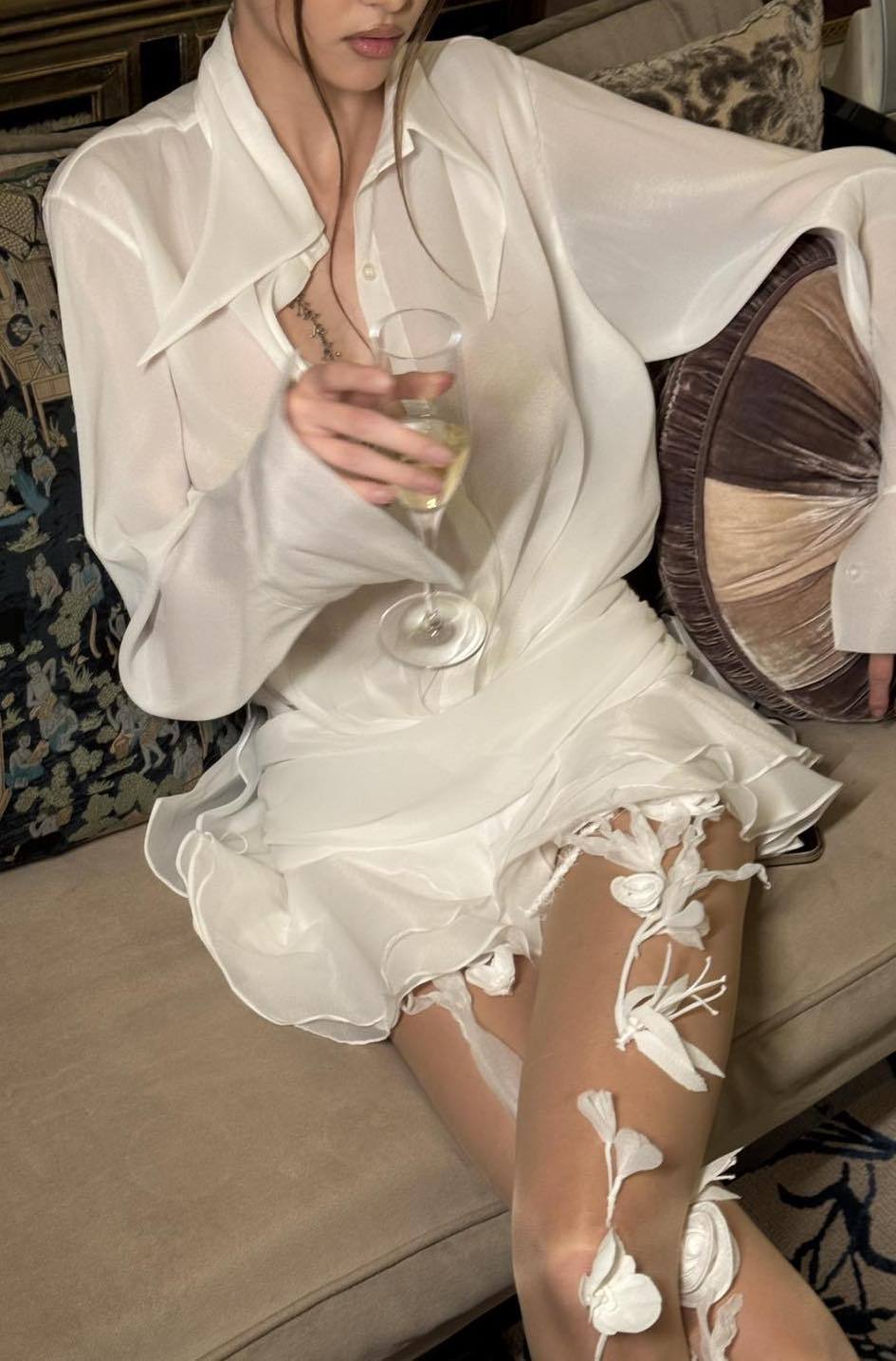 Prestige Mode™ | Robe Chemise Mini en Chiffon Felicia
