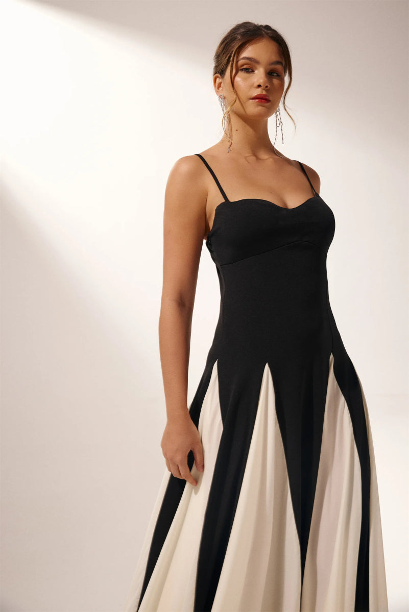 Prestige Mode™ | Robe Maxi à Fente en Bloc de Couleurs Griselda