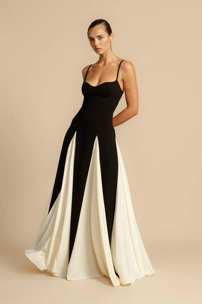 Prestige Mode™ | Robe Maxi à Fente en Bloc de Couleurs Griselda