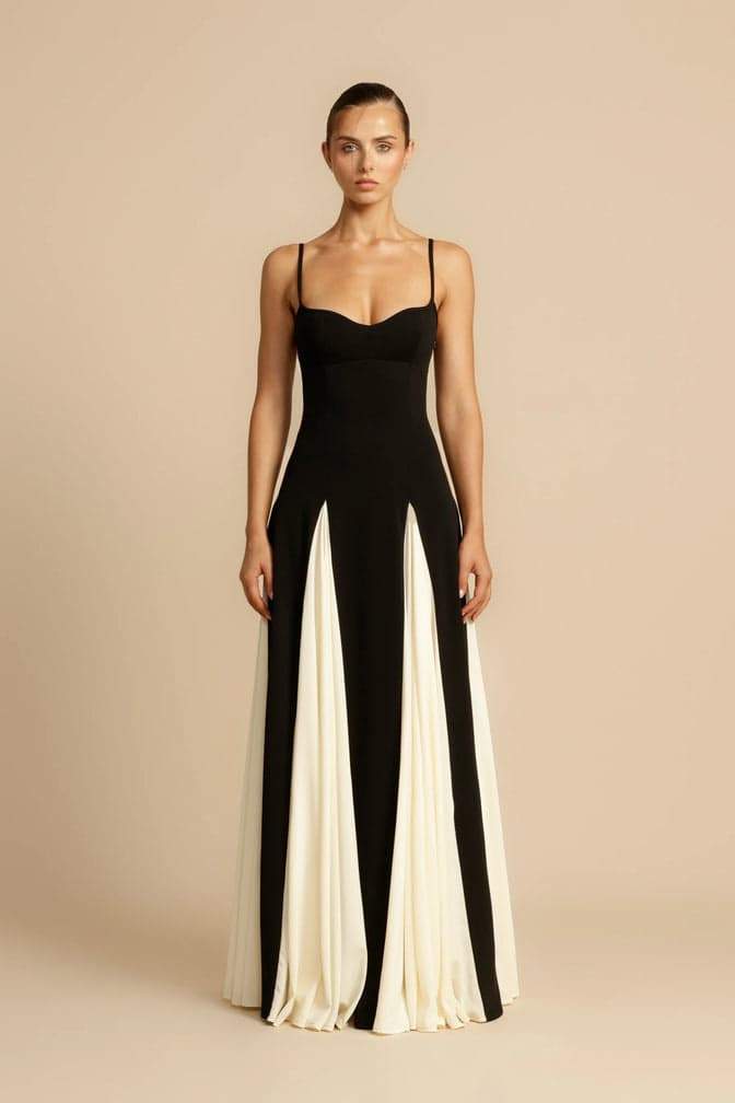 Prestige Mode™ | Robe Maxi à Fente en Bloc de Couleurs Griselda