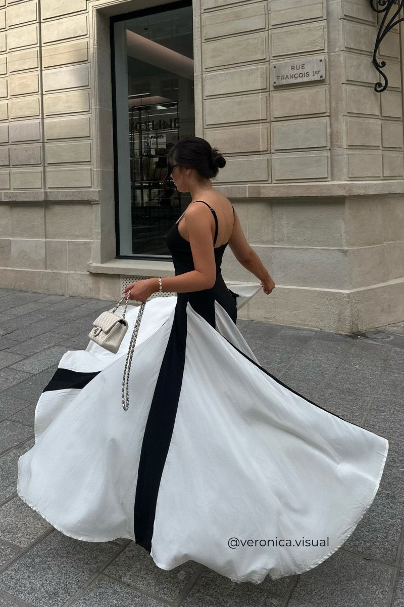 Prestige Mode™ | Robe Maxi à Fente en Bloc de Couleurs Griselda