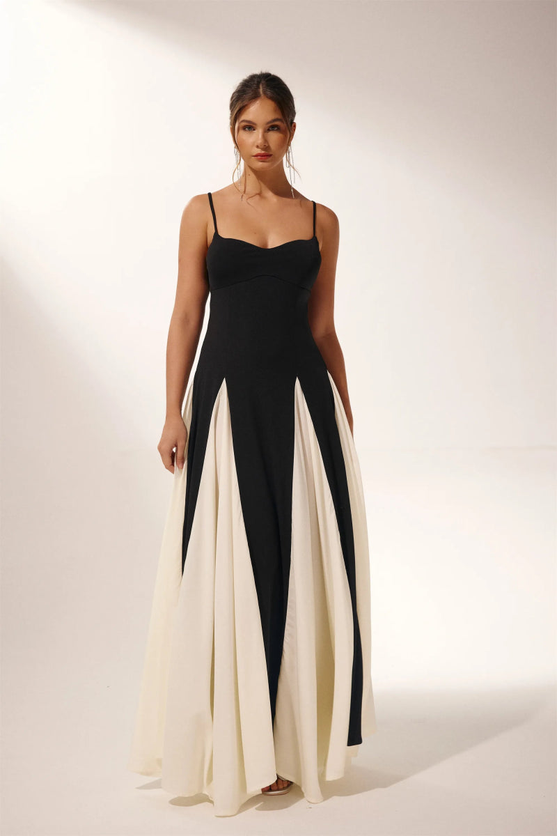 Prestige Mode™ | Robe Maxi à Fente en Bloc de Couleurs Griselda