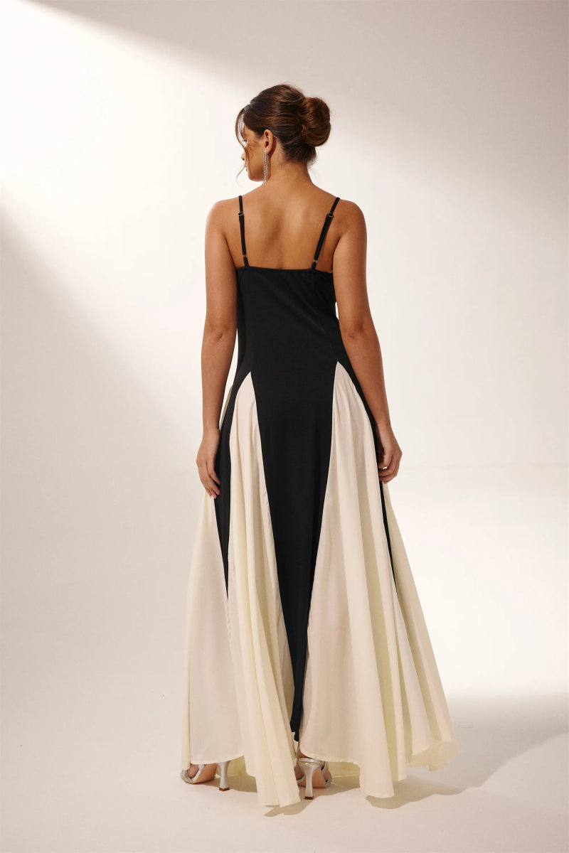 Prestige Mode™ | Robe Maxi à Fente en Bloc de Couleurs Griselda