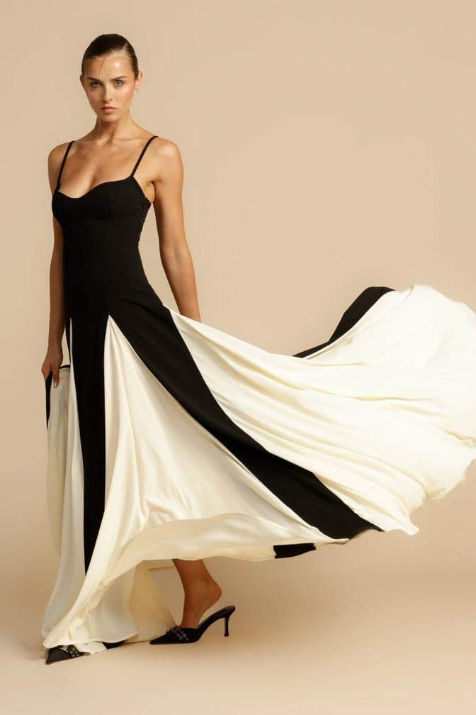 Prestige Mode™ | Robe Maxi à Fente en Bloc de Couleurs Griselda