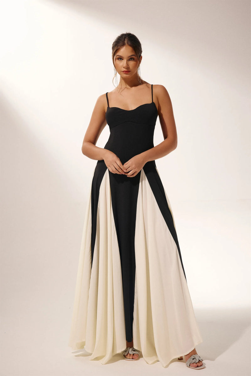 Prestige Mode™ | Robe Maxi à Fente en Bloc de Couleurs Griselda