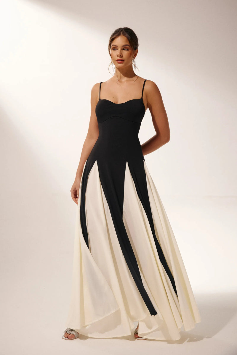 Prestige Mode™ | Robe Maxi à Fente en Bloc de Couleurs Griselda