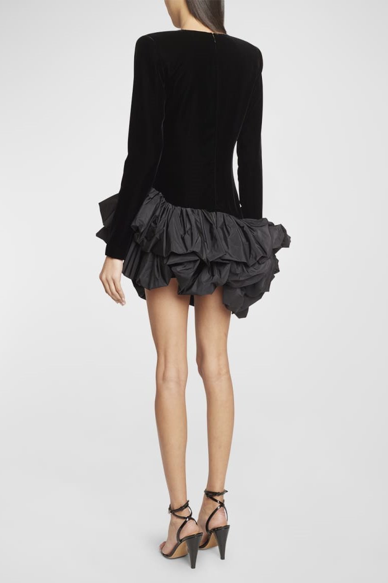 Prestige Mode™ | Robe Mini en Velours Asymétrique à Volants