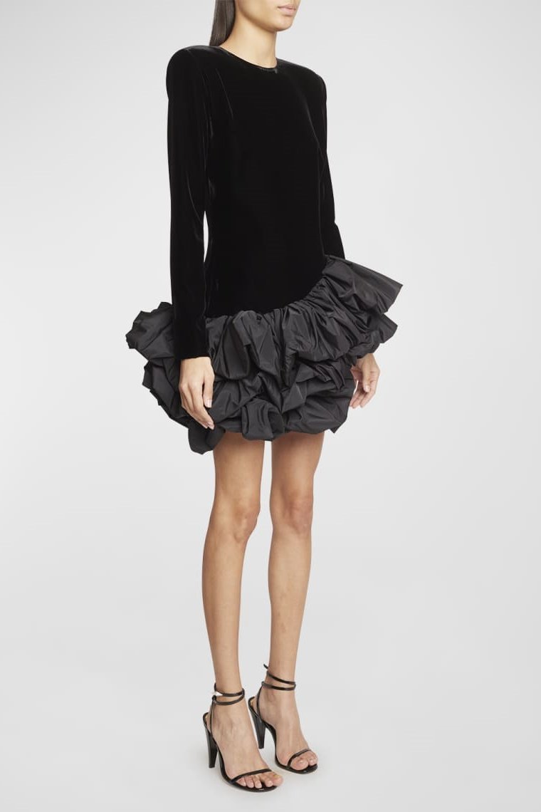 Prestige Mode™ | Robe Mini en Velours Asymétrique à Volants