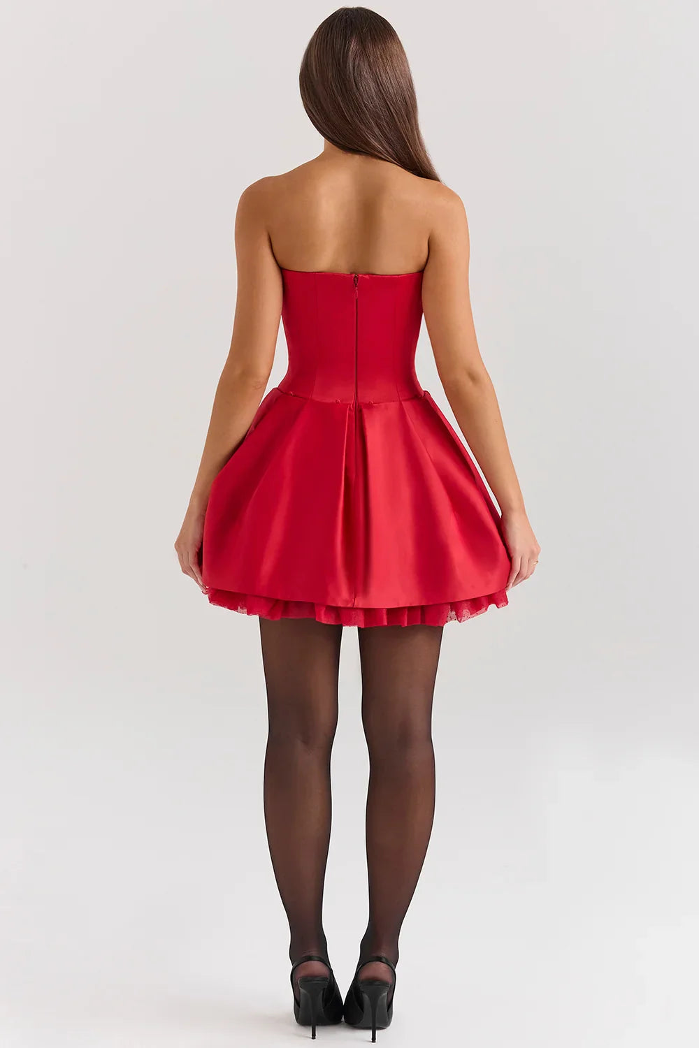 Prestige Mode™ | Robe Mini en Satin Rouge avec Nœud Détachable